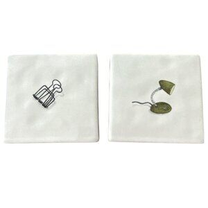 2 Rae Dunn Lamp and Paperclip Square Desk Accessory/ Paperweight